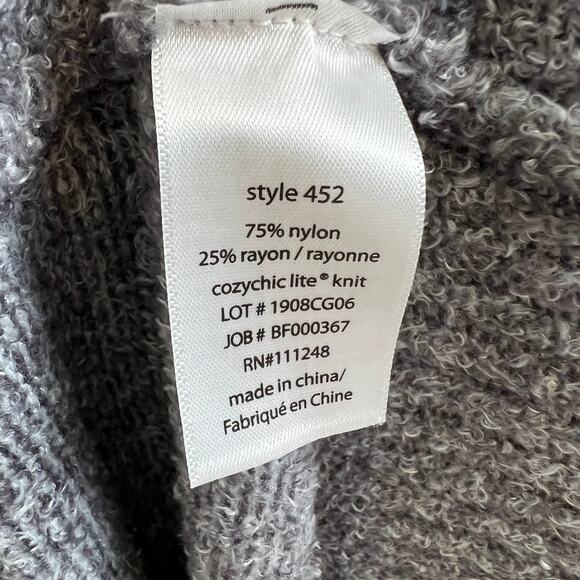 Barefoot Dreams CozyChic Lite Gray Open Front Shawl Collar Circle Cardigan Sz XL - Picture 5 of 5